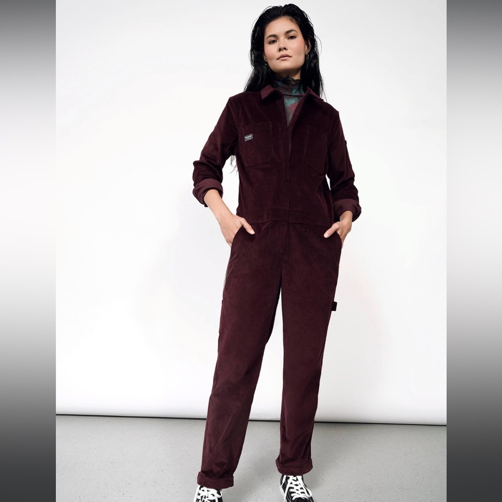 WILDFANG Essential Corduroy Coverall Long Sleeve | Burgundy Red